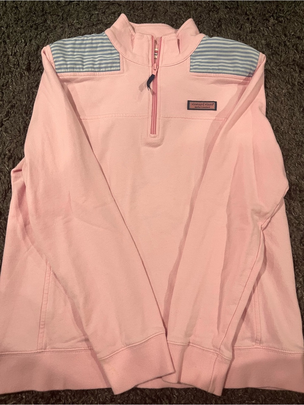 Women’s Vineyard Vines Shep Shirt Pink with Blue Stripes Size Medium